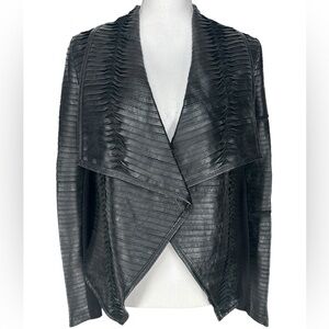 LIVE. / Black Intricate Leather Jacket / Size 8 Petite